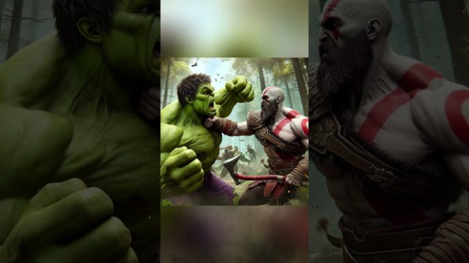 Hulk Vs Kratos Ai aiart Photo #ai #aiart #aigenerated #chatgpt #memes