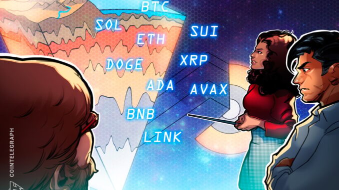 BTC, ETH, XRP, BNB, SOL, DOGE, ADA, SUI, LINK, AVAX