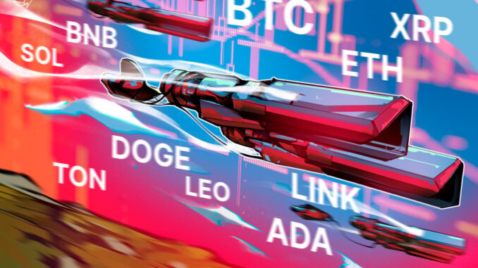 BTC, ETH, XRP, BNB, SOL, DOGE, ADA, TON, LEO, LINK