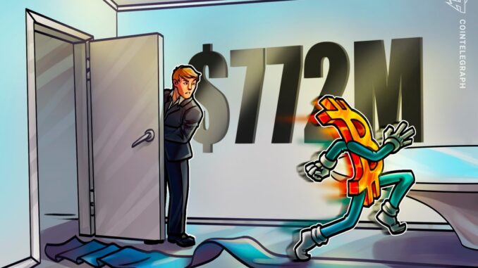 Spot Bitcoin ETFs see $772M outflow as investors prepare for tariff-driven inflation