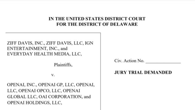 Ziff Davis and IGN sue OpenAI for copyright infringement